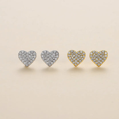 1 Pair Cute Sweet Heart Shape Plating Inlay Copper Zircon Ear Studs