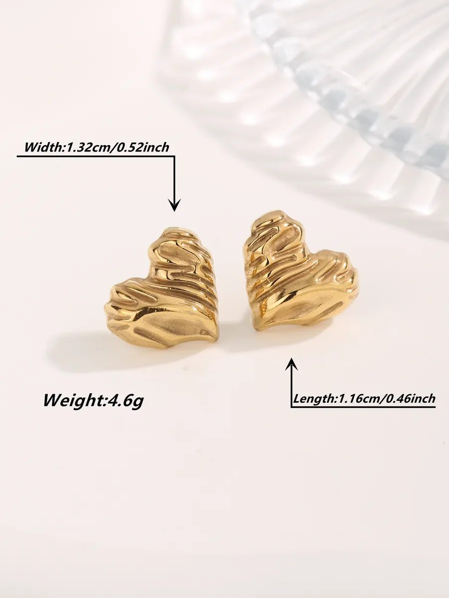 1 Pair Cute Sweet Heart Shape Plating Titanium Steel Gold Plated Ear Studs