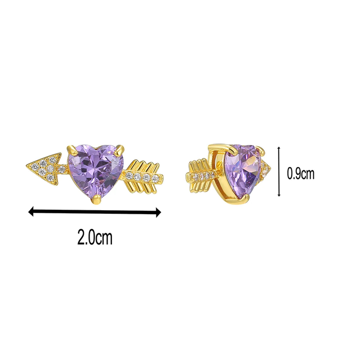 1 Pair Cute Sweet Heart Shape Sterling Silver Crystal Zircon Drop Earrings Ear Studs