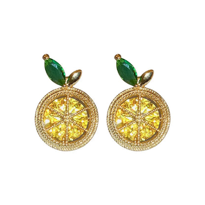 1 Pair Cute Sweet Lemon Alloy Ear Studs