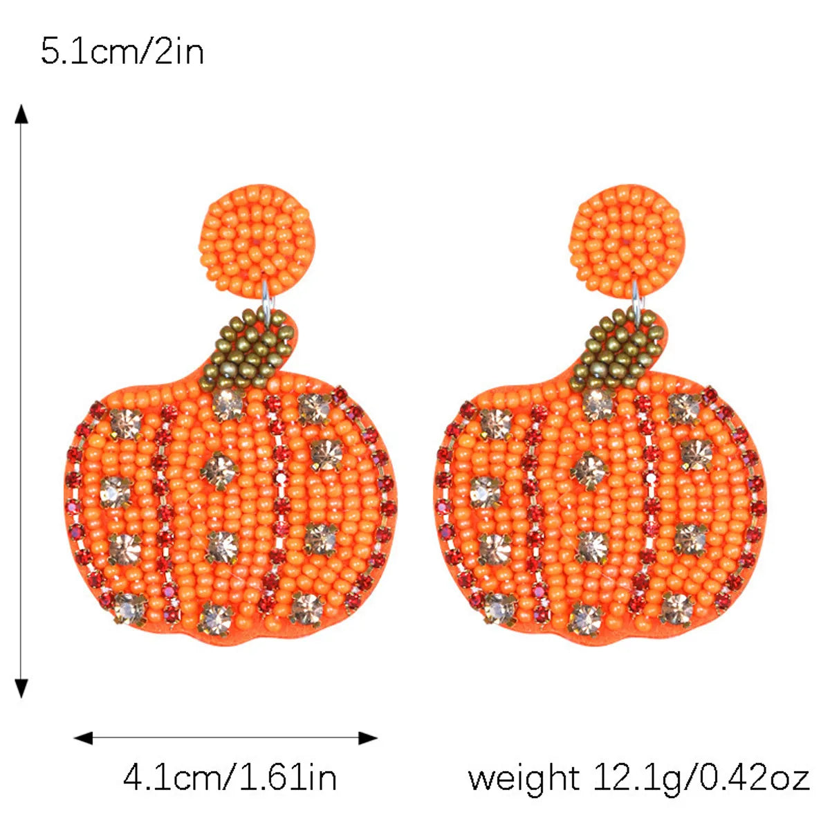 1 Pair Cute Sweet Pumpkin Leaves Flower Cloth Seed Bead Drop Earrings