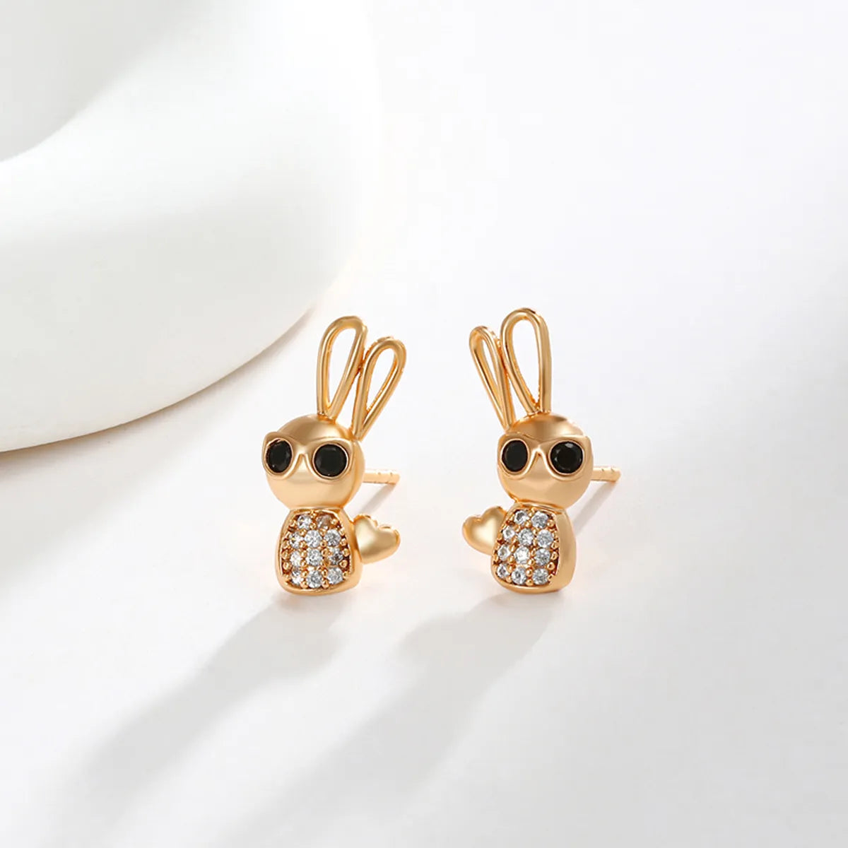 1 Pair Cute Xuping Sweet Rabbit Plating Copper Alloy 18k Gold Plated Ear Studs