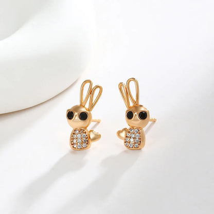 1 Pair Cute Xuping Sweet Rabbit Plating Copper Alloy 18k Gold Plated Ear Studs