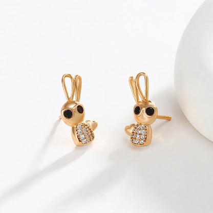 1 Pair Cute Xuping Sweet Rabbit Plating Copper Alloy 18k Gold Plated Ear Studs