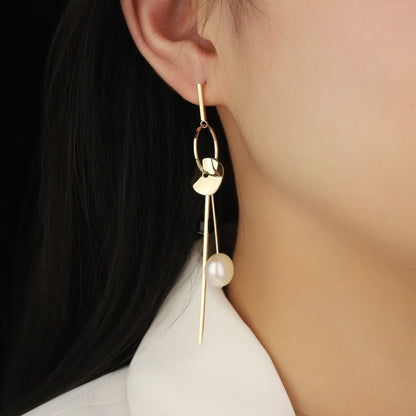 1 Pair Cute Sweet Round Color Block Square Plating Copper 14k Gold Plated Drop Earrings