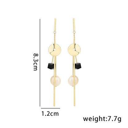 1 Pair Cute Sweet Round Color Block Square Plating Copper 14k Gold Plated Drop Earrings