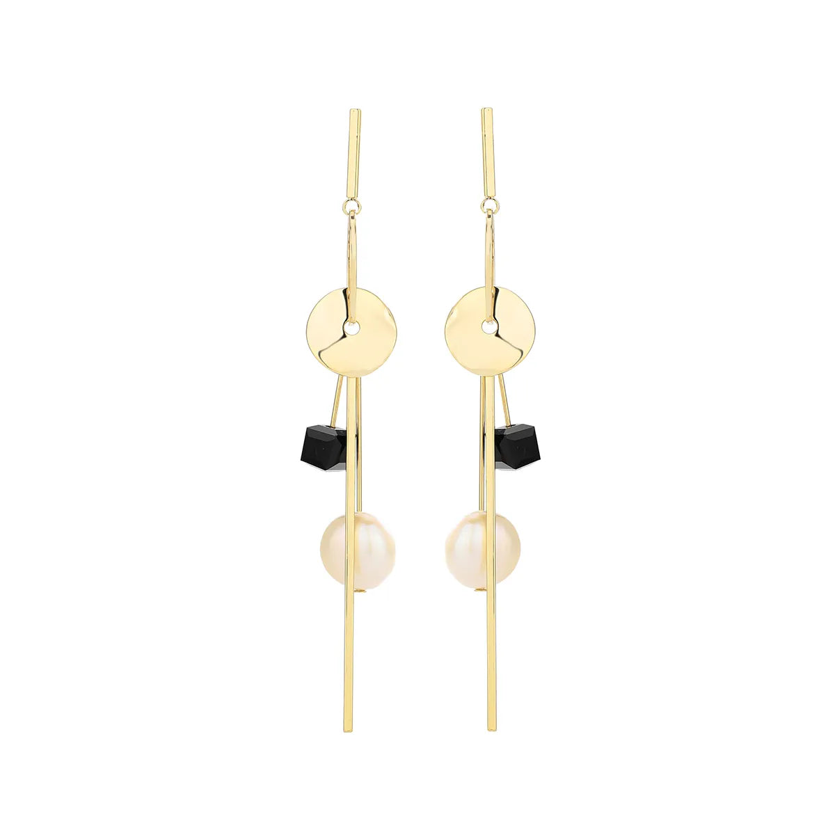 1 Pair Cute Sweet Round Color Block Square Plating Copper 14k Gold Plated Drop Earrings