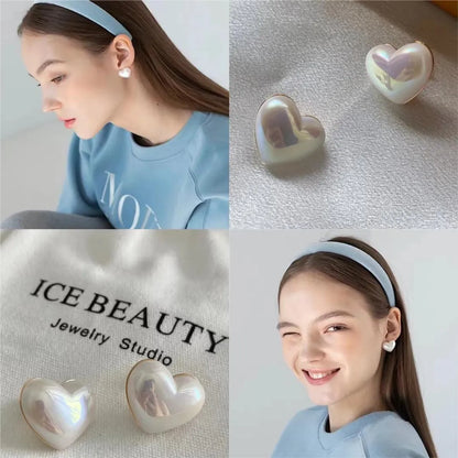 1 Pair Cute Sweet Round Plating Inlay Copper Pearl 18K Gold Plated Ear Studs