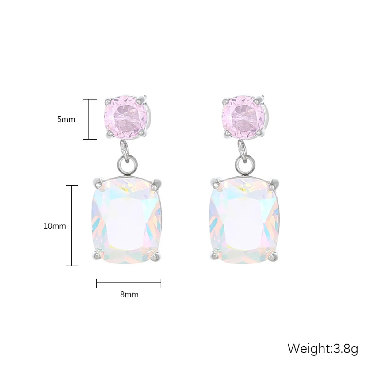 1 Pair Cute Sweet Round Plating Inlay Stainless Steel Titanium Steel Zircon Drop Earrings