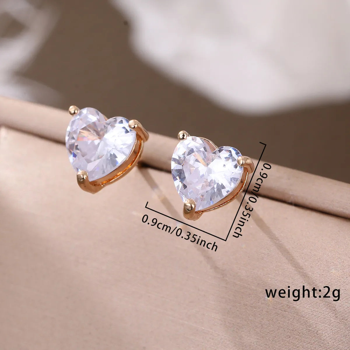 1 Pair Cute Sweet Shiny Square Oval Heart Shape Inlay Copper Zircon Ear Studs