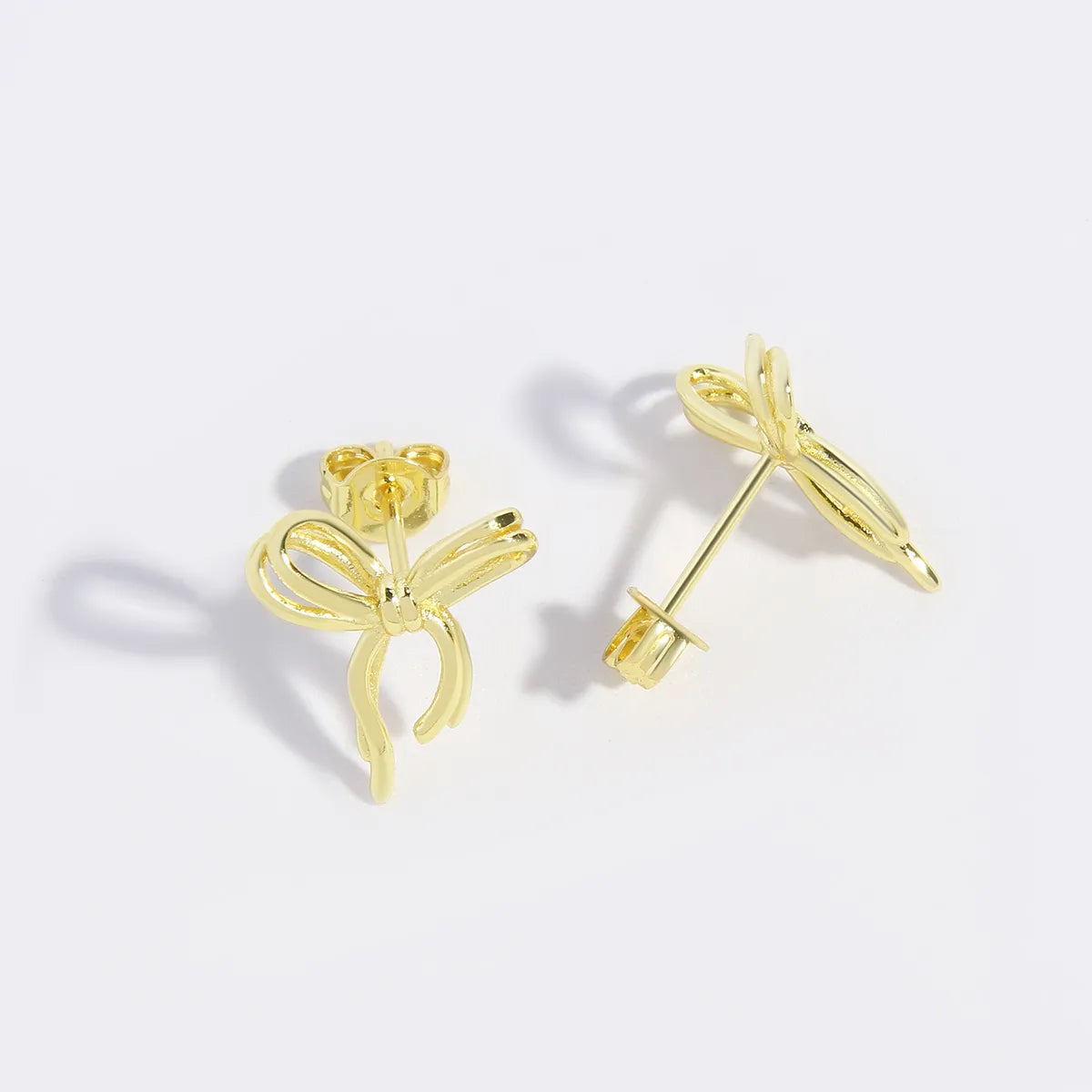 1 Pair Cute Sweet Simple Style Bow Knot Plating Copper 18K Gold Plated Gold Plated Ear Studs