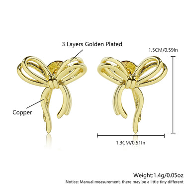 1 Pair Cute Sweet Simple Style Bow Knot Plating Copper 18K Gold Plated Gold Plated Ear Studs