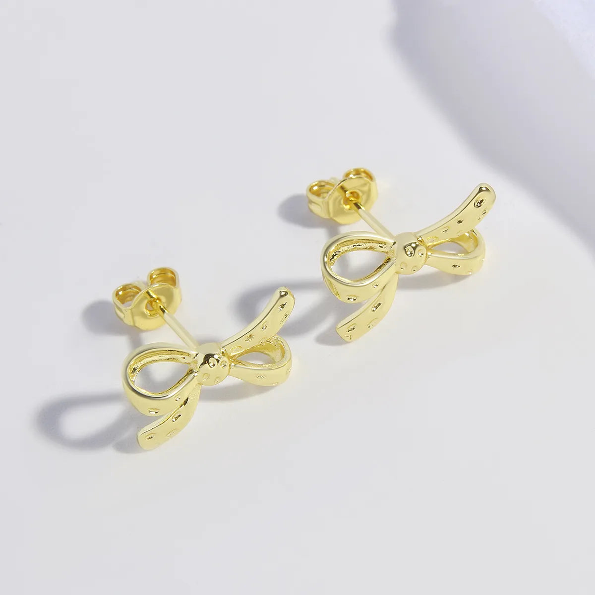 1 Pair Cute Sweet Simple Style Bow Knot Plating Copper 18K Gold Plated Gold Plated Ear Studs