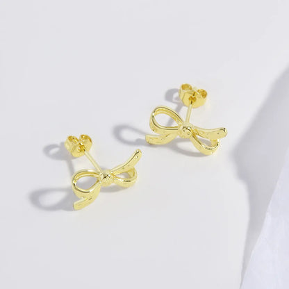 1 Pair Cute Sweet Simple Style Bow Knot Plating Copper 18K Gold Plated Gold Plated Ear Studs