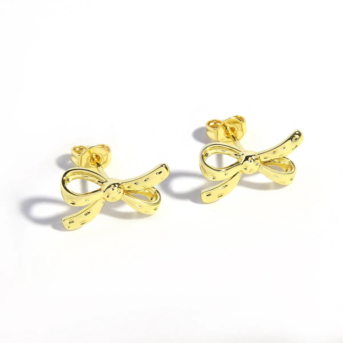 1 Pair Cute Sweet Simple Style Bow Knot Plating Copper 18K Gold Plated Gold Plated Ear Studs