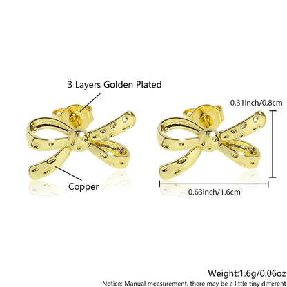 1 Pair Cute Sweet Simple Style Bow Knot Plating Copper 18K Gold Plated Gold Plated Ear Studs