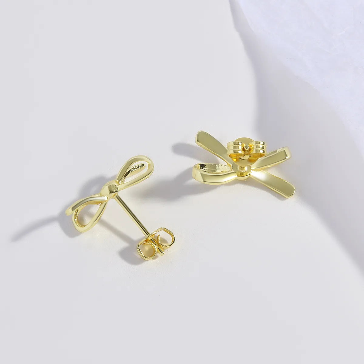 1 Pair Cute Sweet Simple Style Bow Knot Plating Copper 18K Gold Plated Gold Plated Ear Studs