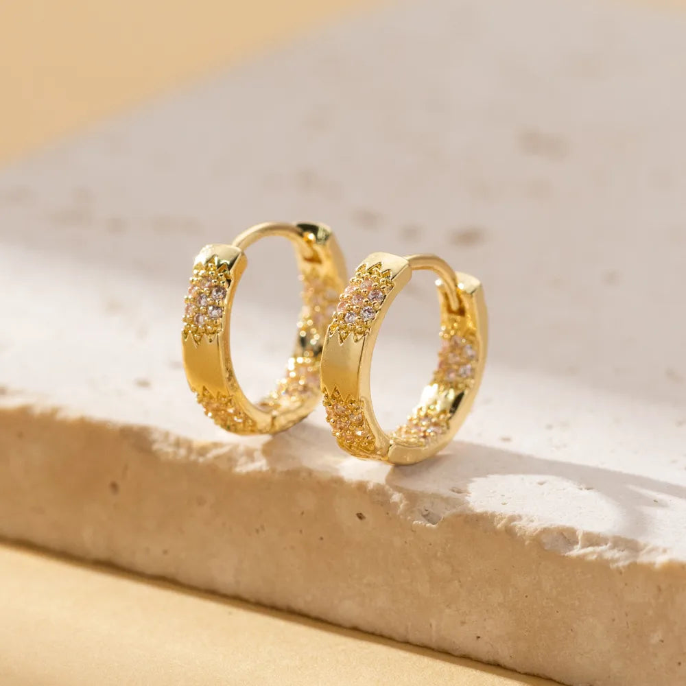 1 Pair Cute Sweet Simple Style Circle Plating Inlay Copper Zircon Hoop Earrings