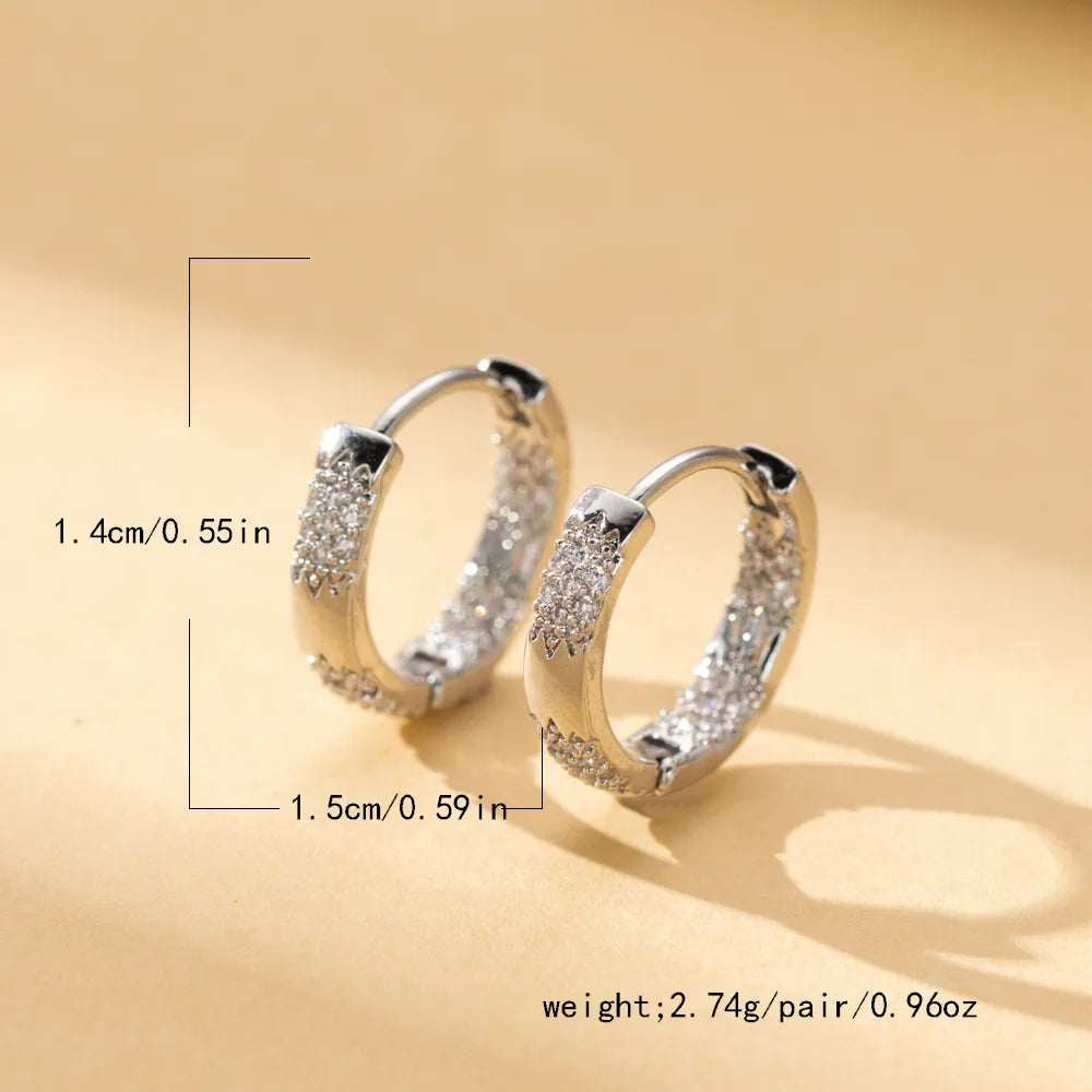 1 Pair Cute Sweet Simple Style Circle Plating Inlay Copper Zircon Hoop Earrings