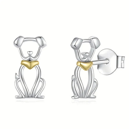 1 Pair Cute Sweet Simple Style Dog Hollow Out Alloy Gold Plated Silver Plated Ear Studs