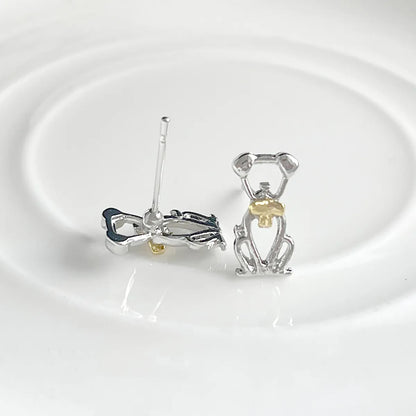 1 Pair Cute Sweet Simple Style Dog Hollow Out Alloy Gold Plated Silver Plated Ear Studs