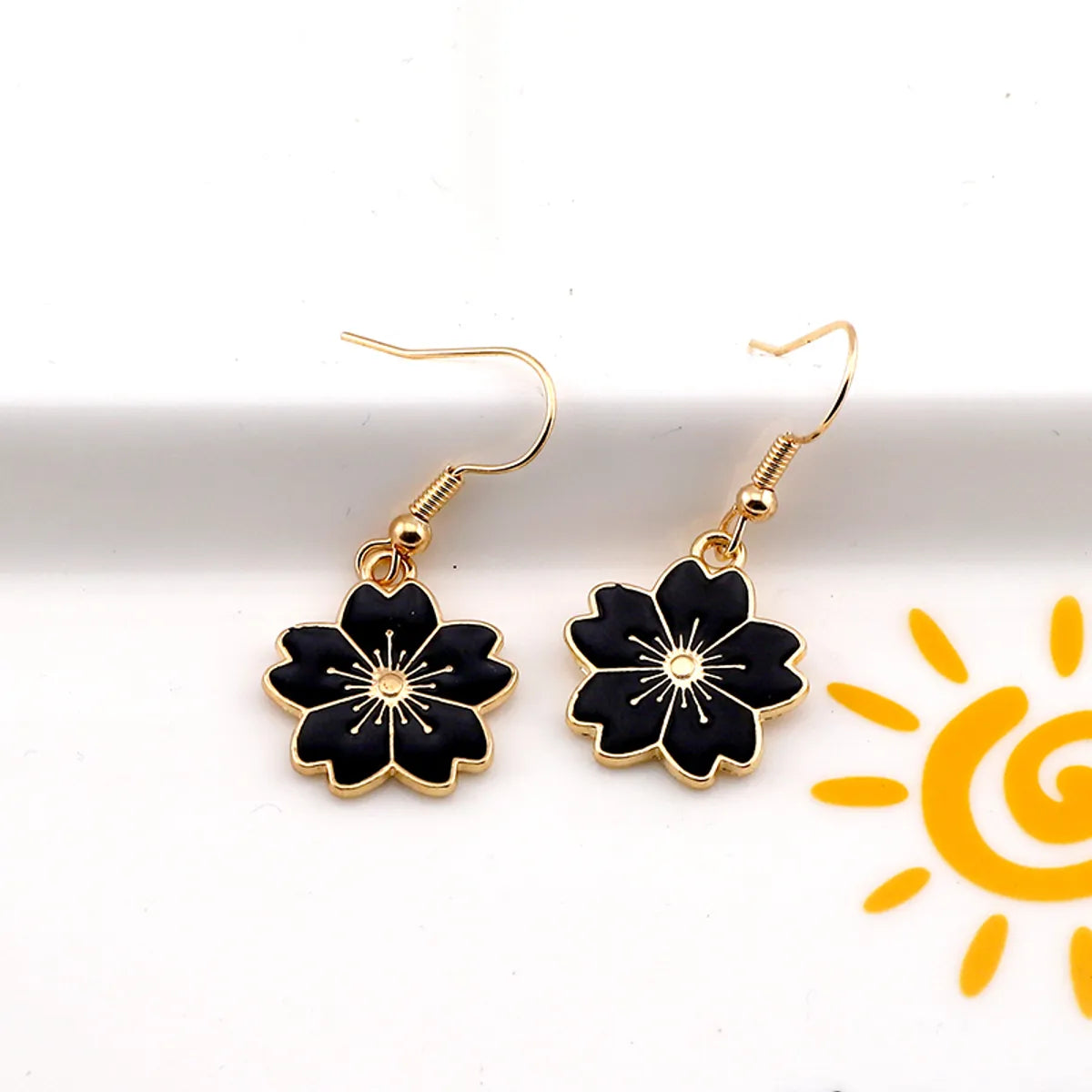 1 Pair Cute Sweet Simple Style Flower Alloy Drop Earrings