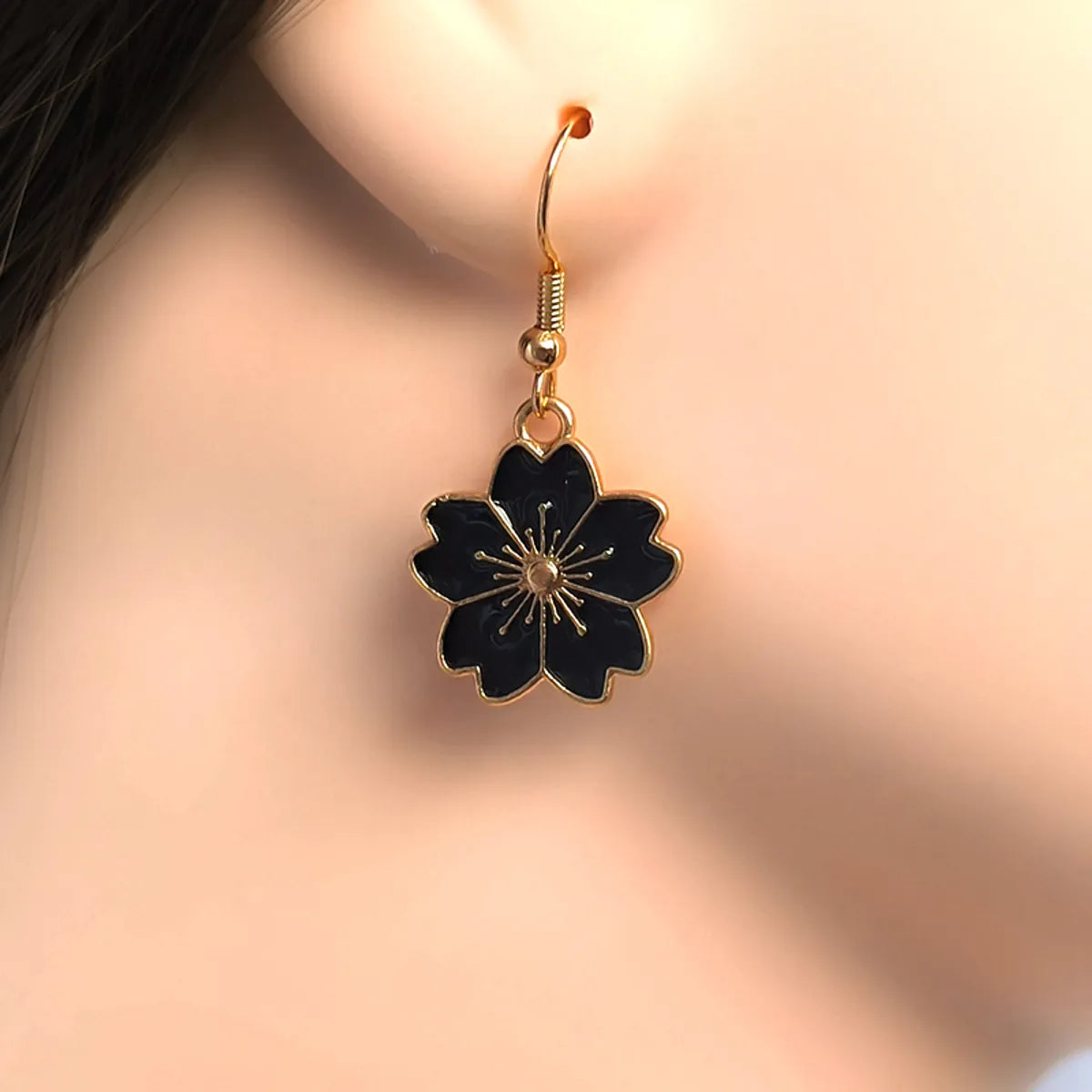 1 Pair Cute Sweet Simple Style Flower Alloy Drop Earrings