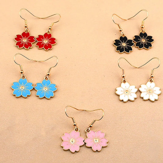 1 Pair Cute Sweet Simple Style Flower Alloy Drop Earrings