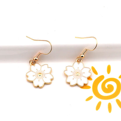 1 Pair Cute Sweet Simple Style Flower Alloy Drop Earrings