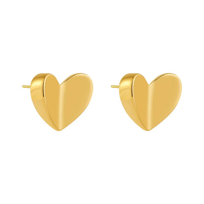 1 Pair Cute Sweet Simple Style Heart Shape Copper Ear Studs