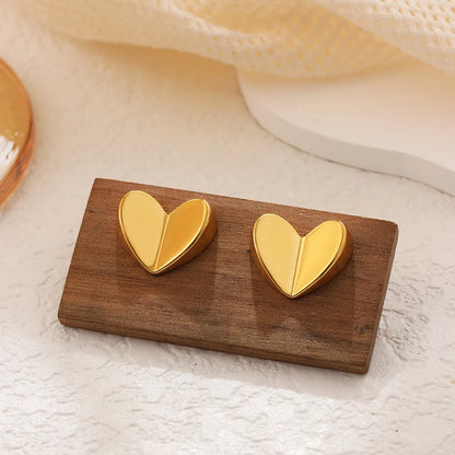 1 Pair Cute Sweet Simple Style Heart Shape Copper Ear Studs