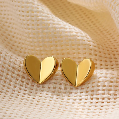 1 Pair Cute Sweet Simple Style Heart Shape Copper Ear Studs