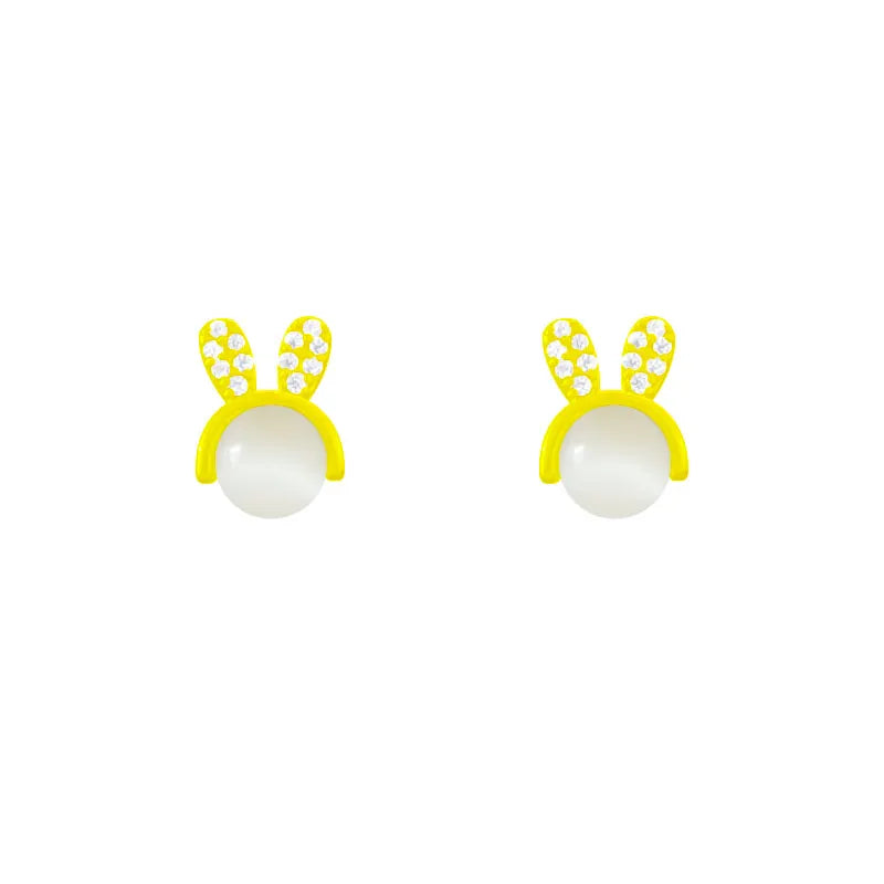 1 Pair Cute Sweet Simple Style Rabbit Inlay Copper Opal Zircon Ear Studs