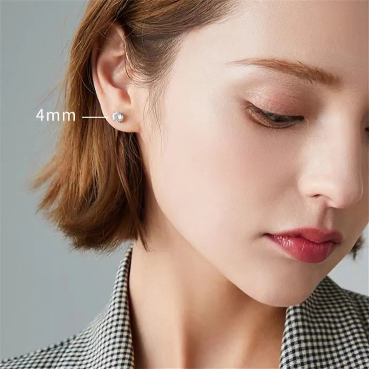 1 Pair Cute Sweet Solid Color Plating Inlay Copper Zircon Ear Studs