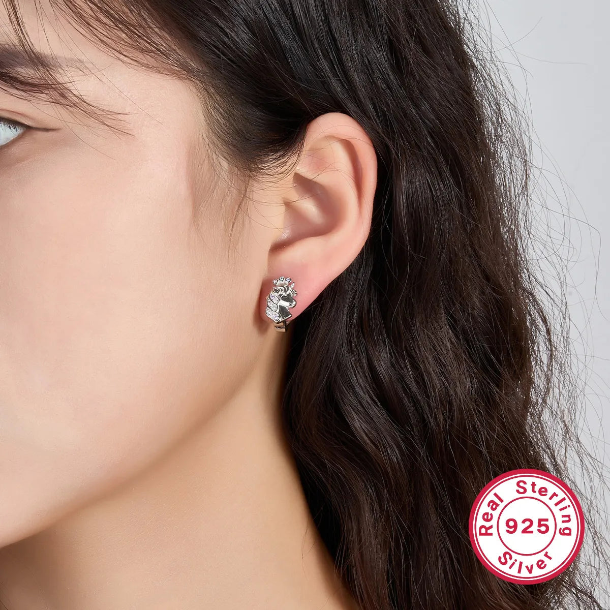 1 Pair Cute Sweet Star Paw Print Flower Sterling Silver Zircon White Gold Plated Hoop Earrings Ear Studs