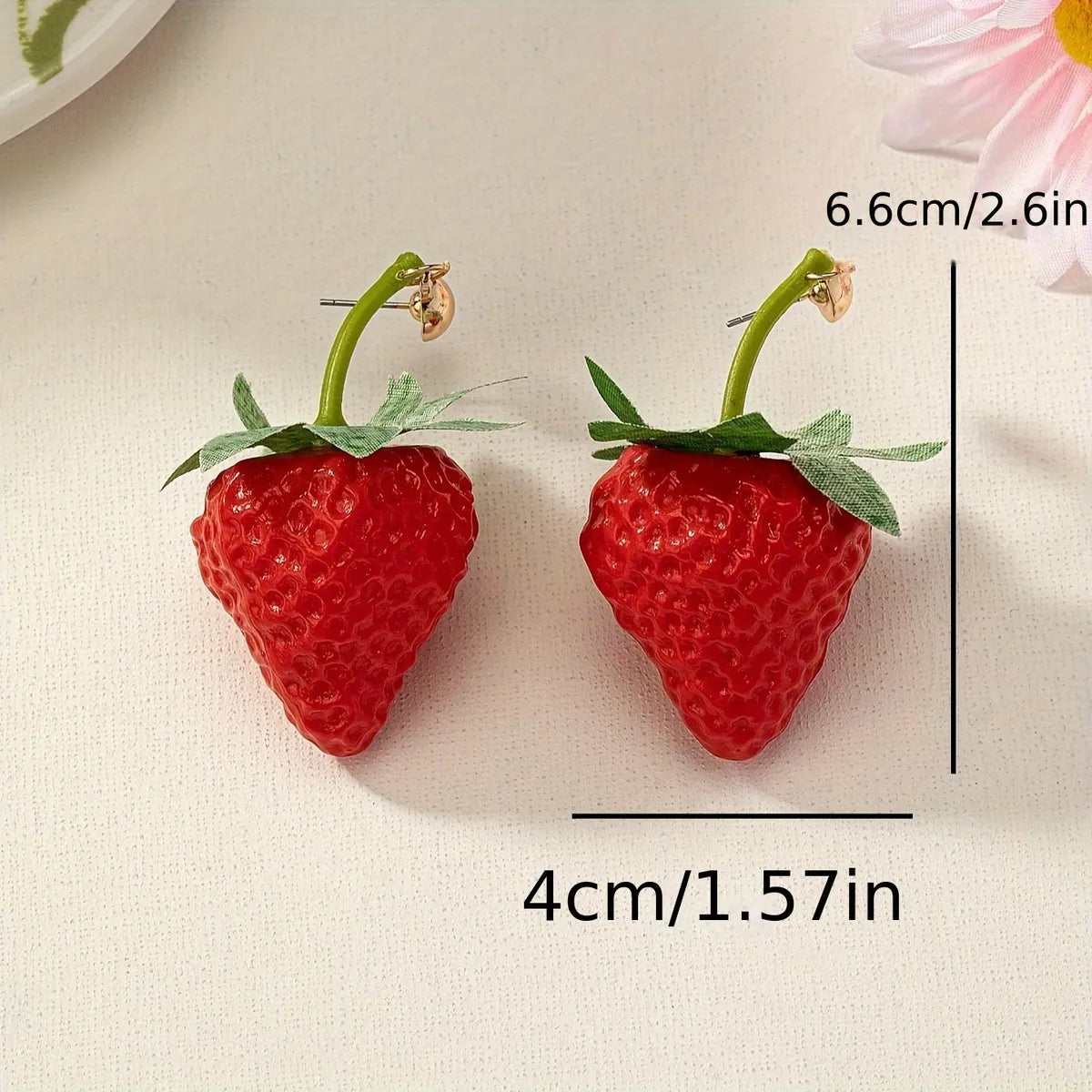 1 Pair Cute Sweet Strawberry Plastic Drop Earrings