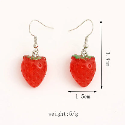 1 Pair Cute Sweet Strawberry Resin Drop Earrings