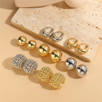 1 Pair Cute Sweet U Shape Plating Inlay Metal Copper Zircon 14k Gold Plated White Gold Plated Ear Studs