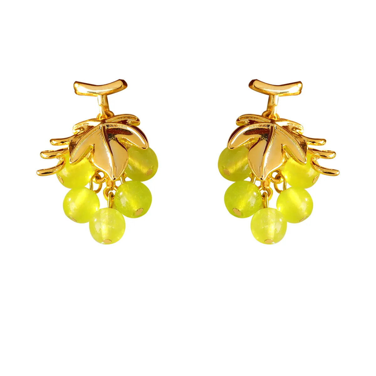 1 Pair Cute Vacation Beach Grape Plating Copper Glass Bead Drop Earrings