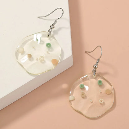 1 Pair Cute Vacation Beach Square Flower Resin Drop Earrings Ear Studs