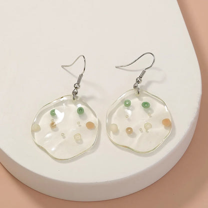 1 Pair Cute Vacation Beach Square Flower Resin Drop Earrings Ear Studs