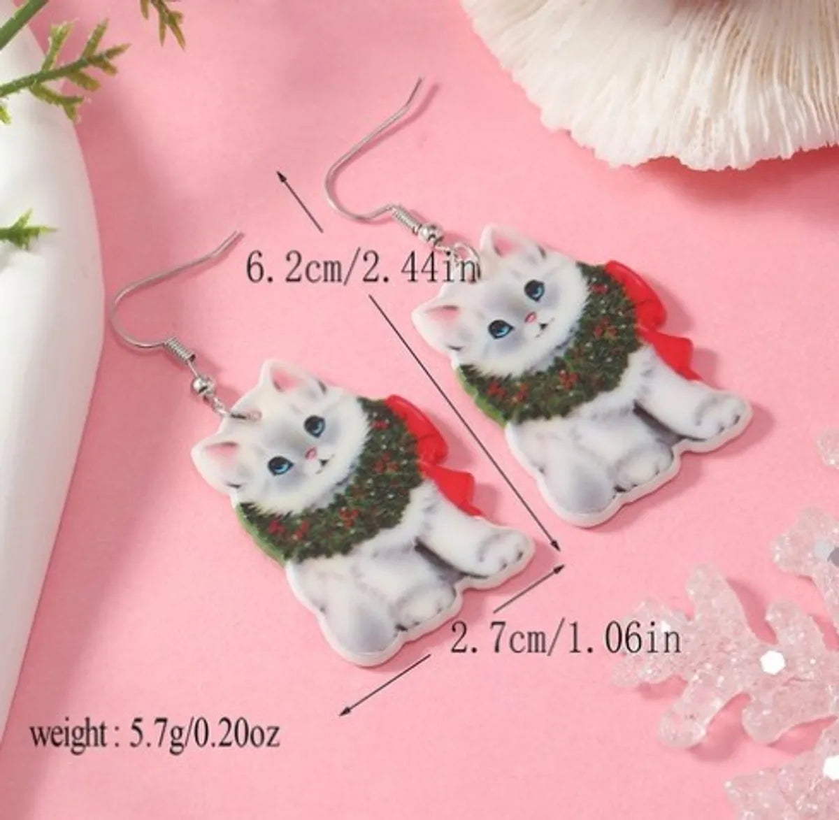 1 Pair Cute Vacation Cat Arylic Drop Earrings