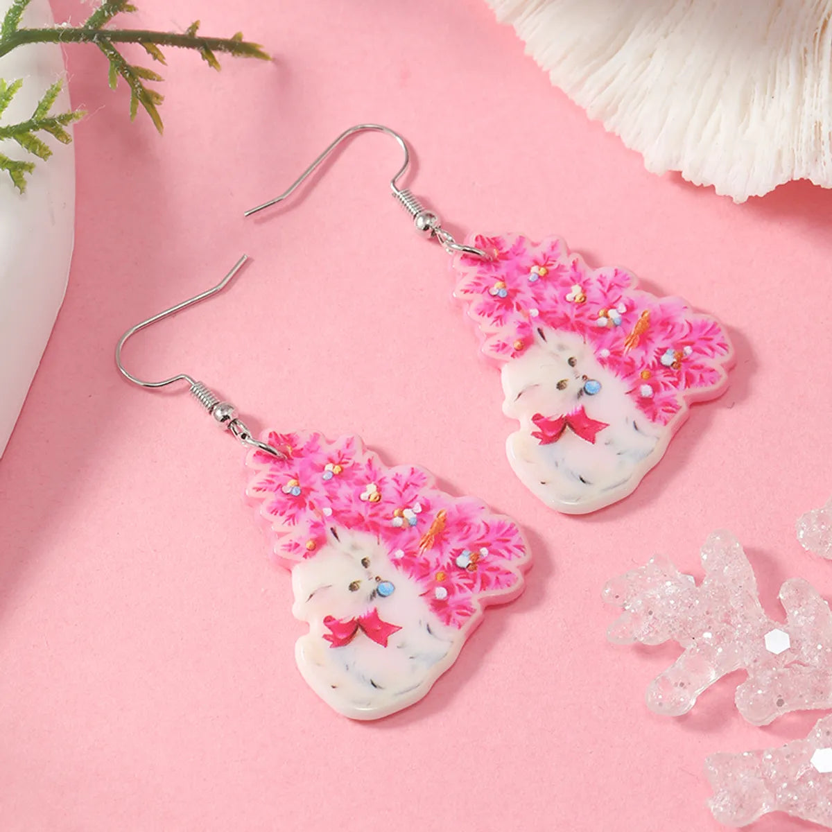 1 Pair Cute Vacation Cat Arylic Drop Earrings