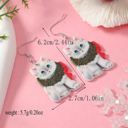 1 Pair Cute Vacation Cat Arylic Drop Earrings