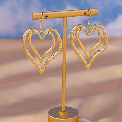 1 Pair Cute Vacation Heart Shape Inlay Zinc Alloy Artificial Pearls Drop Earrings