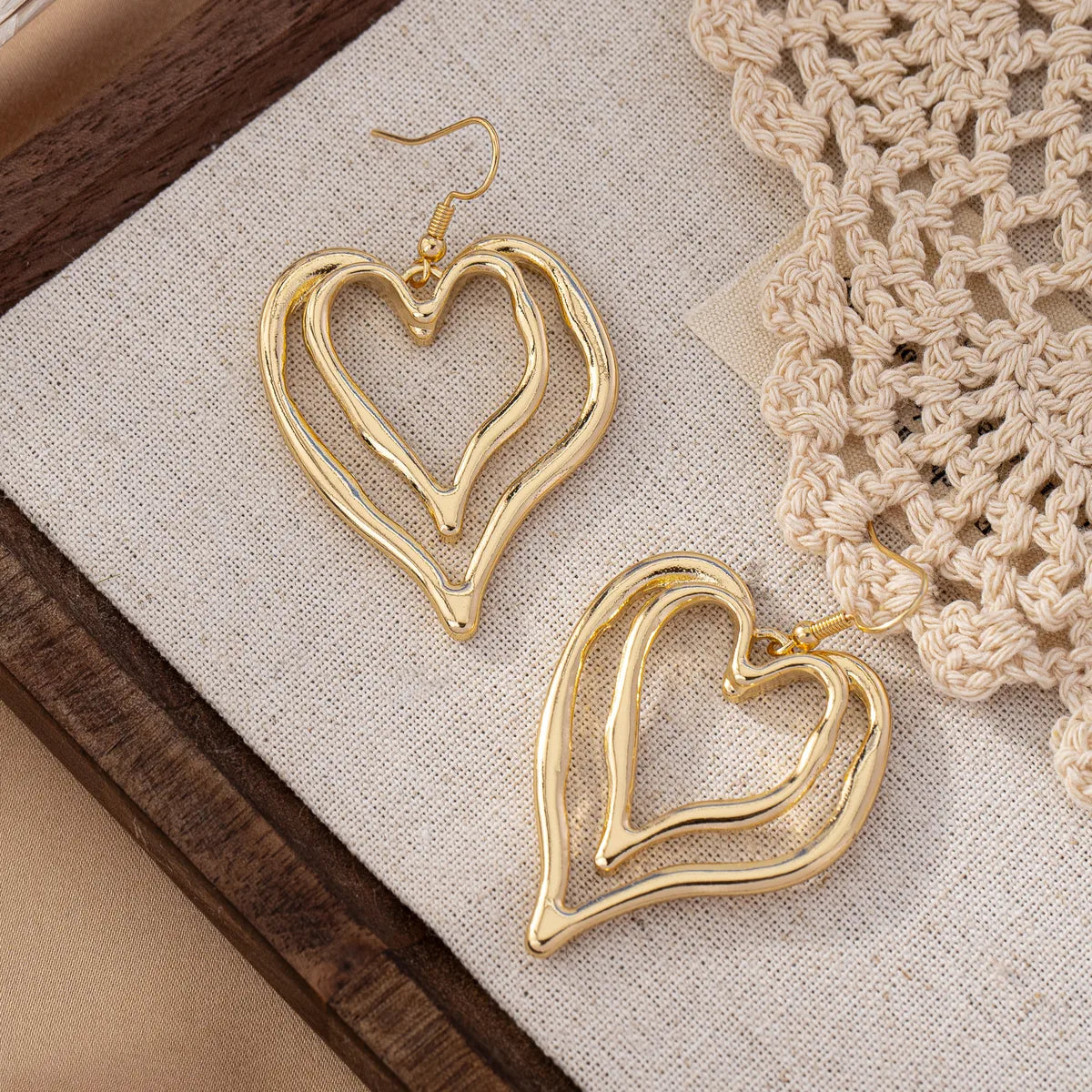 1 Pair Cute Vacation Heart Shape Inlay Zinc Alloy Artificial Pearls Drop Earrings