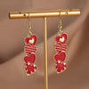 1 Pair Cute Vintage Style Sweet Heart Shape Bow Knot Enamel Plating Arylic Alloy Drop Earrings