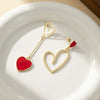 1 Pair Cute Vintage Style Sweet Heart Shape Bow Knot Enamel Plating Arylic Alloy Drop Earrings