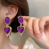 1 Pair Cute Vintage Style Sweet Heart Shape Bow Knot Enamel Plating Arylic Alloy Drop Earrings