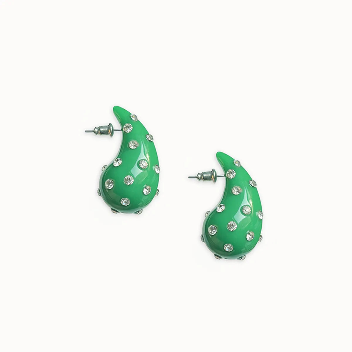 1 Pair Cute Water Droplets Inlay Arylic Rhinestones Ear Studs